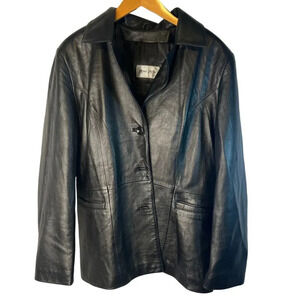 Pena Pelle Black Leather‎ Fashion Coat Womens Size Large